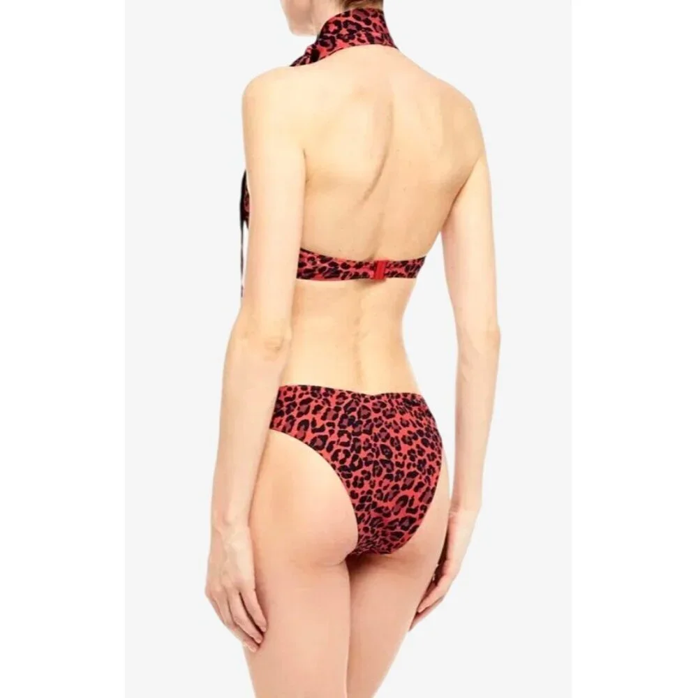Zimmermann Red Leopard Print Swim Top IT 44 US 6-8 Premium Italian Fabric $179 - Picture 4 of 10
